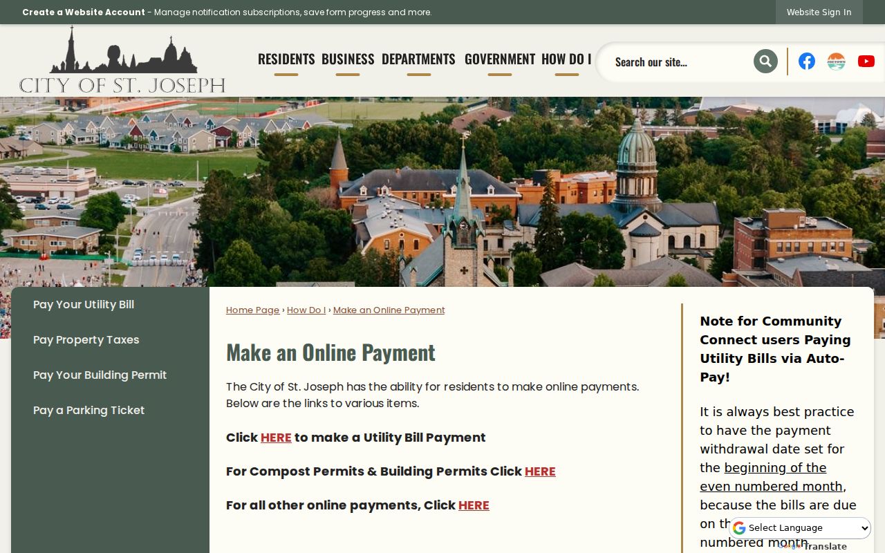 St. Joseph court record city payment page without court payment portal