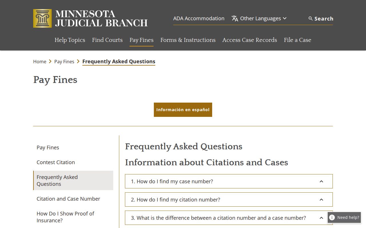 Stearns County traffic tickets citation and court case number guidance